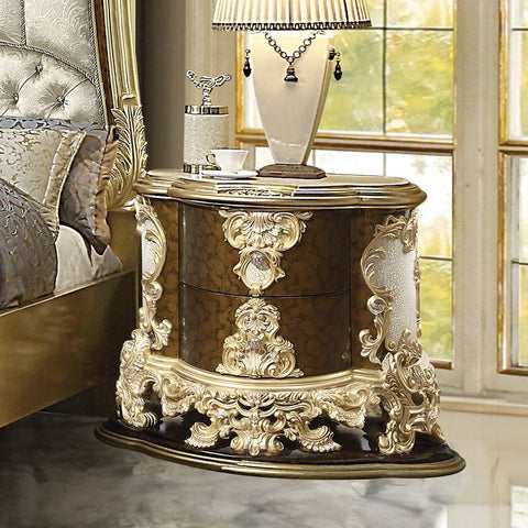 Desiderius - Nightstand - Antique Gold & Hand Painted Brown