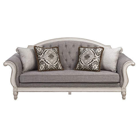 Florian - Sofa With 4 Pillows - Gray & Antique White