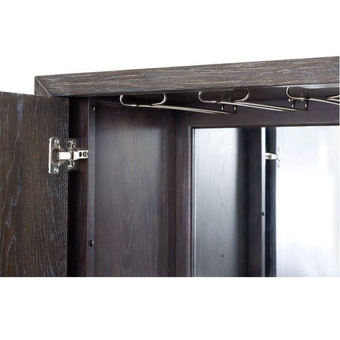 Andra - Bar Cabinet - Hand Brushed Gray Oak & Chrome
