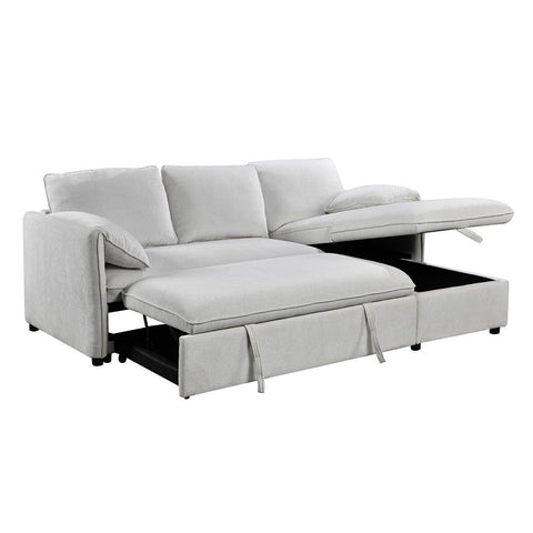 Yaroslav - Sectional Sofa With Sleeper & Storage - Cream Velvet