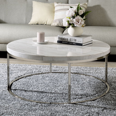 Zaidee - Coffee Table With Marble - Nickel