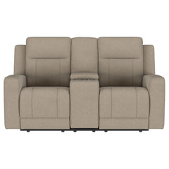 Brentwood - Upholstered Motion Reclining Loveseat With Console - Taupe
