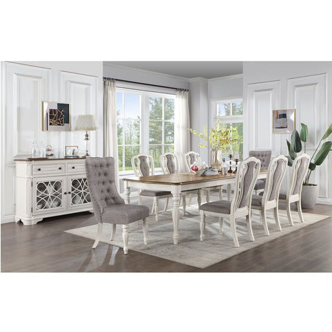 Florian - Dining Table With 2 Leaves - Oak & Antique White