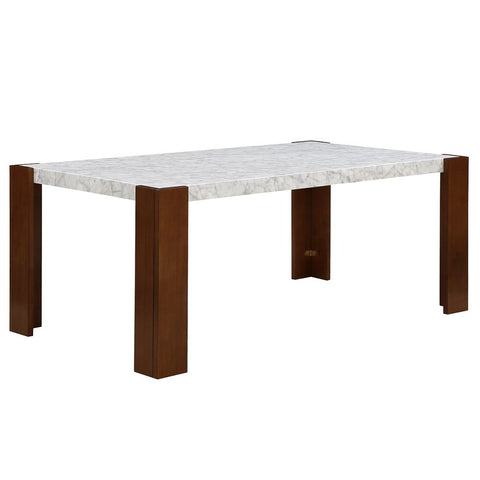 Hettie - Dining Table With Engineering Stone Top - Brown