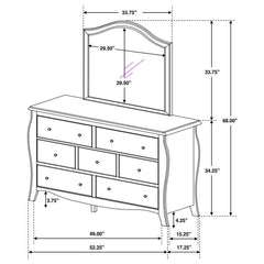 Dominique - 7-Drawer Dresser With Mirror - Cream White