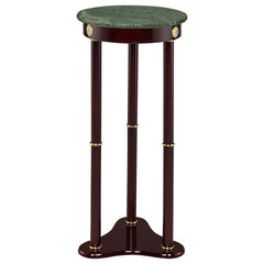 Edie - Round Marble Top Accent Table - Merlot