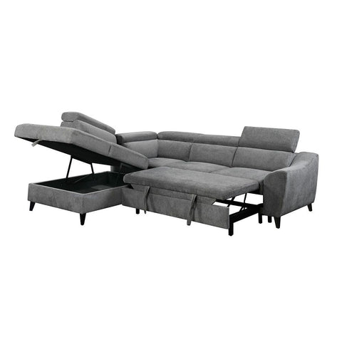 Wrenley - Sectional Sofa With Sleeper & Storage - Gray
