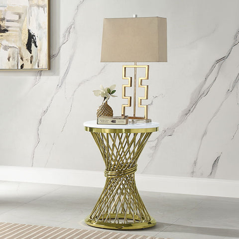 Fallon - End Table With Engineered Stone Top - Gold