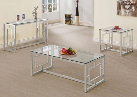 Merced - Square Tempered Glass Top End Table - Nickel