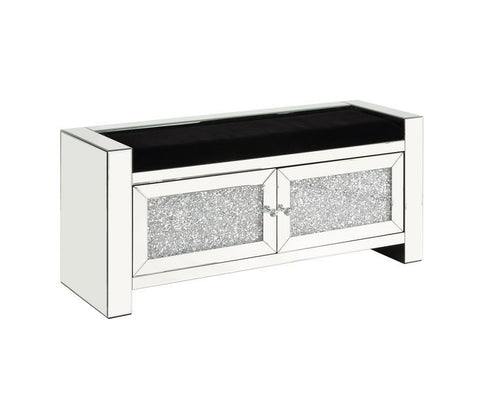 Noralie - Bench - Mirrored & Faux Diamonds - 22"