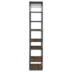 Leland - 6-Shelf Bookcase - Rustic Brown And Dark Gray