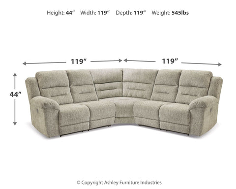 Family Den - Pewter - 3-Piece Power Reclining Sectional With 2 Loveseats