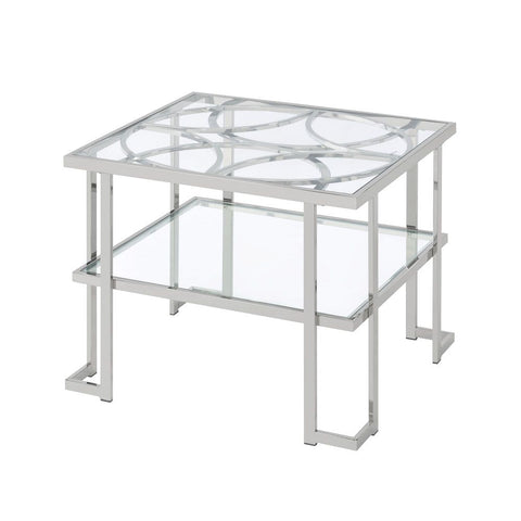Kalan - End Table - Glass & Silver