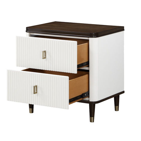 Carena - Nightstand With USB - White & Brown