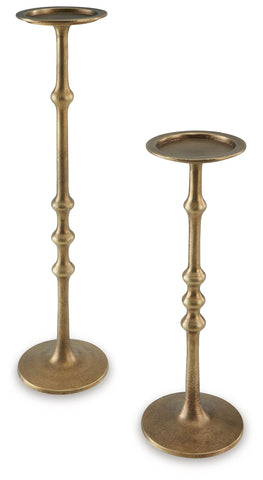 Larwick - Antique Brass Finish - Candle Holder Set (Set of 2)