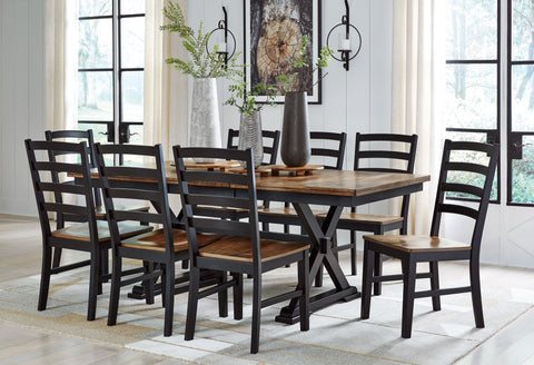 Wildenauer - Brown / Black - 9 Pc. - Extension Table, 8 Side Chairs
