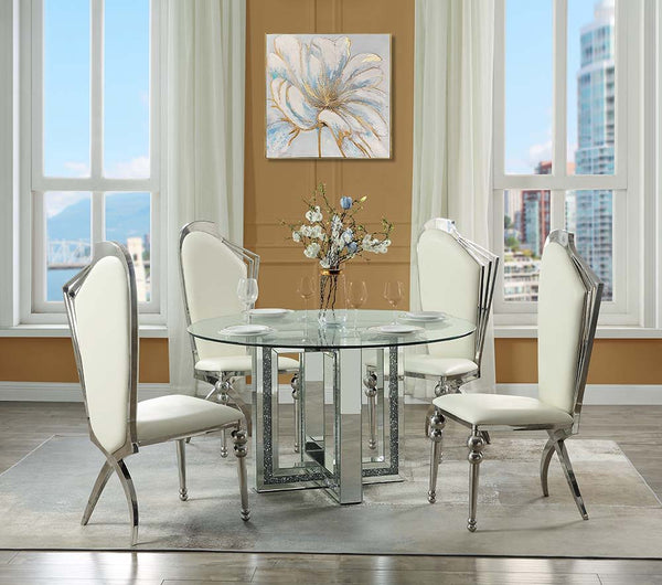 Noralie - Dining Table - Mirrored & Faux Diamonds