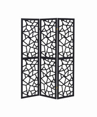 Nailan - 3-panel Open Mosaic Pattern Room Divider - Black