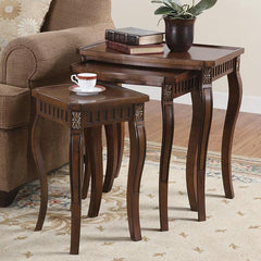 Daphne - 3 Piece Curved Leg Nesting Tables WArm - Brown