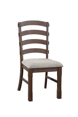 Pascaline - Side Chair (Set of 2) - Gray Fabric, Rustic Brown & Oak Finish