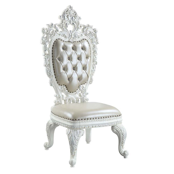 Vanaheim - Side Chair (Set of 2) - Beige PU & Antique White Finish