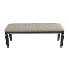 House - Beatrice Bench - Two Tone Beige Fabric, Charcoal Finish