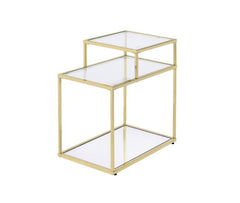 Uchenna - Accent Table - Clear Glass & Gold Finish - 23"