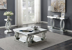 Amalia - Square Coffee Table With Lower Shelf - Clear Mirror