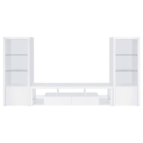Jude - 3-Piece Entertainment Center With 71" TV Stand - White High Gloss