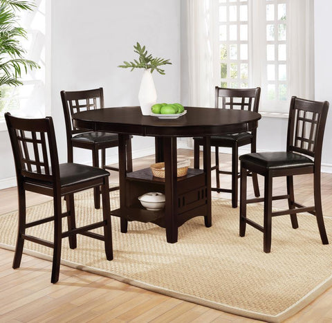 Lavon - 5-Piece Counter Height Dining Room Set - Espresso and Black