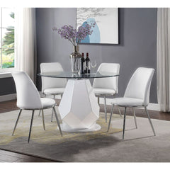 Chara - Dining Table - White High Gloss & Clear Glass Top