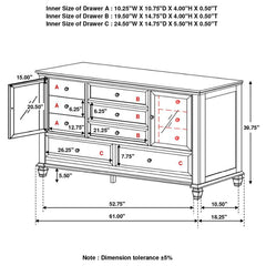 Sandy Beach - 11-drawer Rectangular Dresser