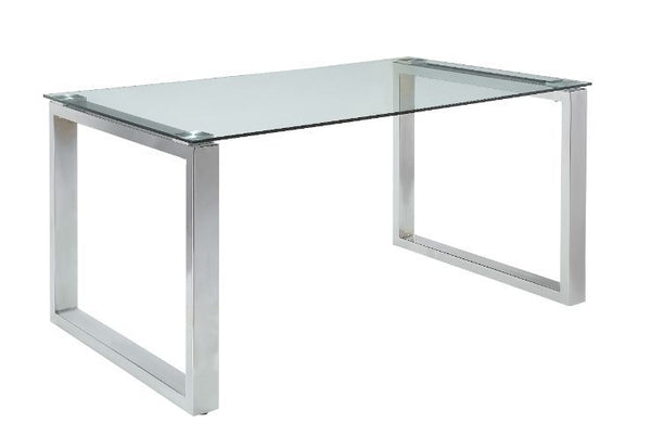 Abraham - Dining Table - Clear Glass & Chrome Finish