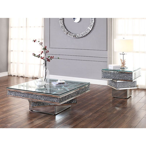 Noralie - Coffee Table - Mirrored & Faux Diamonds - 17"