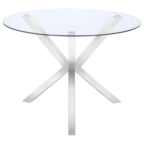 Vance - Glass Top Dining Table With X-Cross Base - Chrome