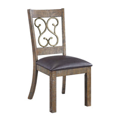 Raphaela - Side Chair (Set of 2) - Black PU & Weathered Cherry Finish