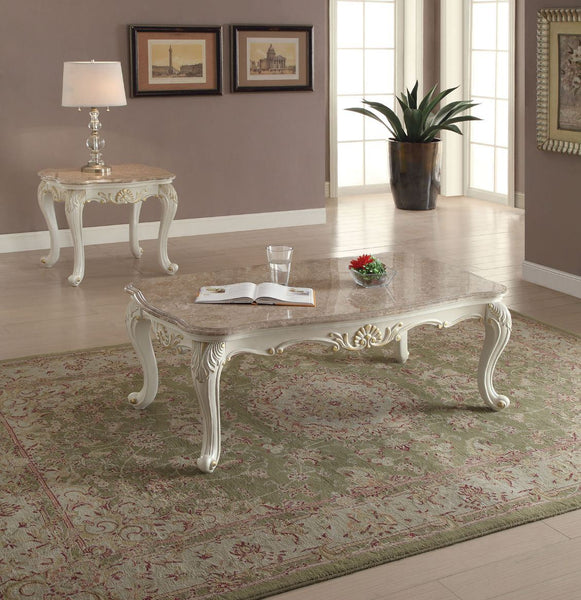 Chantelle - Coffee Table - Marble & Pearl White