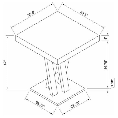 Freda - Double X-Shaped Base Square Table