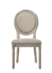 Faustine - Side Chair (Set of 2) - Tan Fabric & Salvaged Light Oak Finish