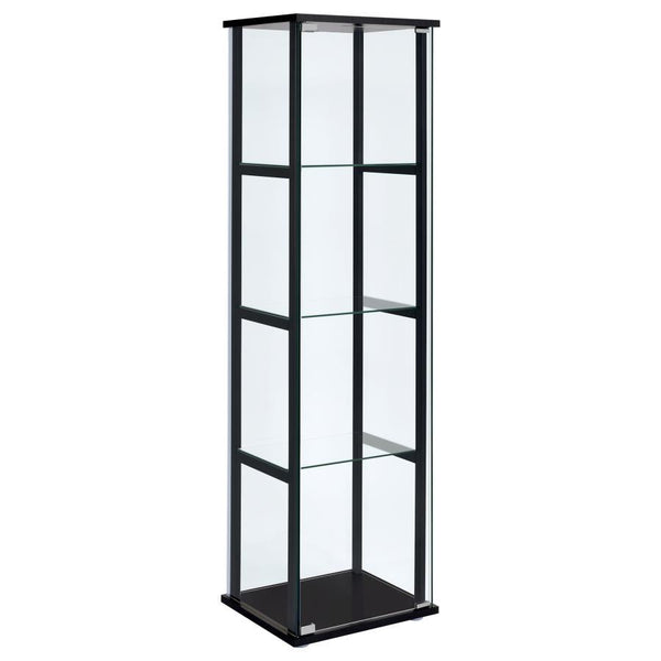 Cyclamen - 4-Shelf Glass Curio Cabinet - Black And Clear