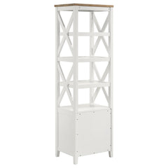 Angela - 4-Shelf Wooden Media Tower With Drawers - Brown And White