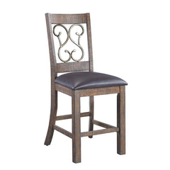 Raphaela - Counter Height Chair (Set of 2) - Black PU & Weathered Cherry Finish