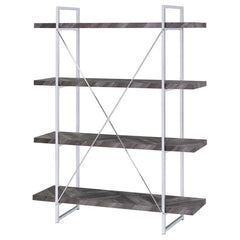 Grimma - 4-Shelf Bookcase - Rustic Gray Herringbone