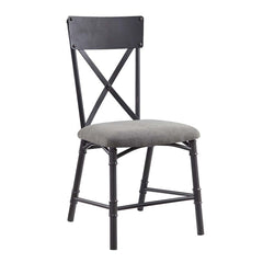 Edina - Side Chair (Set of 2) - Gray Fabric, Oak & Sandy Black Finish